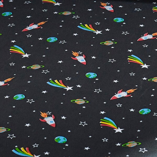 Černé napínací dětské prostěradlo na jednolůžko 90x190 cm Rainbow Rockets – Catherine Lansfield