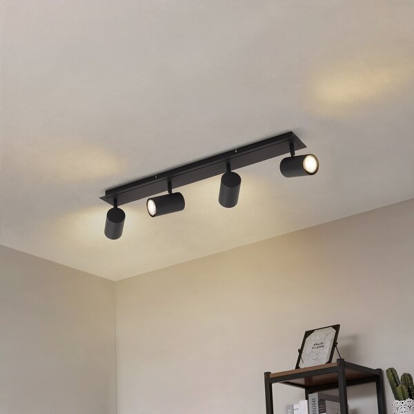Stropní Lampa Lindby, Joffrey, stmívatelné, Černá, Obývací pokoj, Kov, Moderní