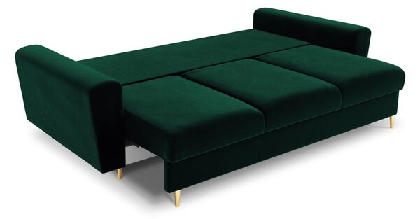 Zelená sametová rozkládací/s úložným prostorem pohovka 235 cm Kyoto – Cosmopolitan Design