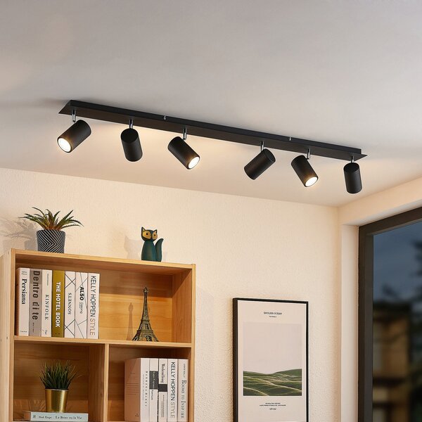 Stropní Lampa Lindby, Joffrey, stmívatelné, Černá, Obývací pokoj, Kov, Moderní