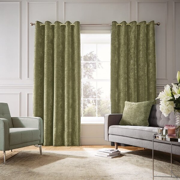 Khaki termo závěsy v sadě 2 ks z žinylky 117x183 cm Selene Luxury Chenille – Hyperion