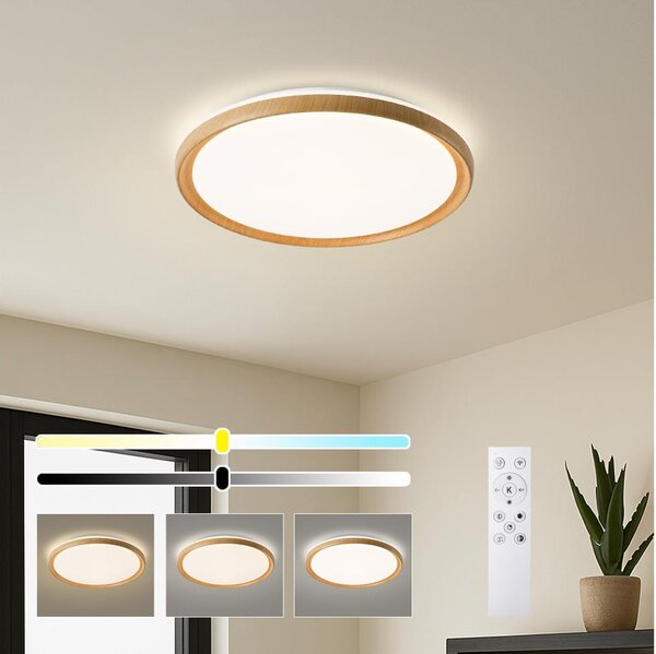 Brilagi-LED Stm. strop. sv. RIVO LED/72W/230V 3000-6000K dek. dřeva pr. 50 cm+DO