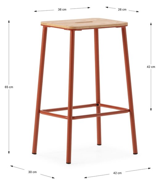 Barové stoličky v sadě 2 ks v cihlové barvě (výška sedáku 65 cm) Abba – Marckeric