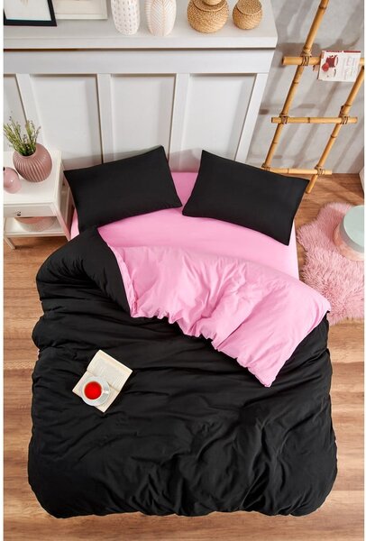 Černo-růžové povlečení na jednolůžko/prodloužené s prostěradlem/3dílné 160x220 cm Classic – Mila Home