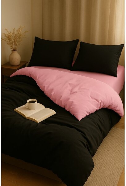 Černo-růžové povlečení na jednolůžko/prodloužené s prostěradlem/3dílné 160x220 cm Classic – Mila Home