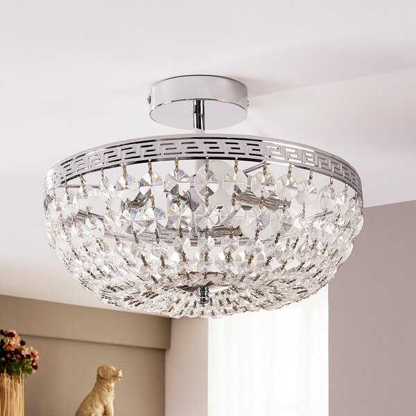 Stropní Lampa Lindby, Mondrian, stmívatelné, Transparentní, Chodba, Křišťál, Moderní