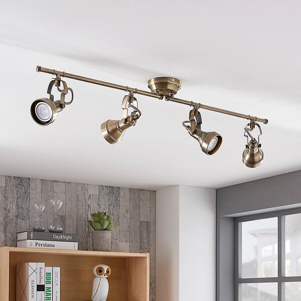 Stropní Lampa Lindby, PERSEAS, stmívatelné, Bronzová / starobylá mosaz, Obývací pokoj, Kov, Starožitný