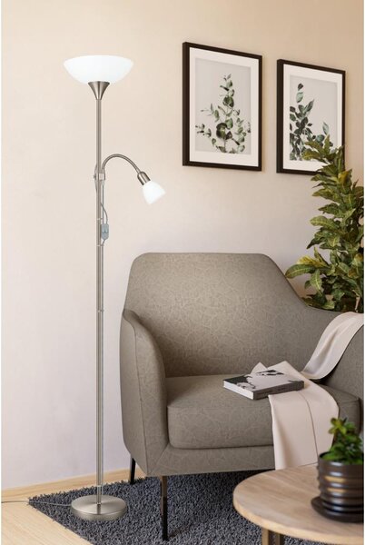 EGLO 82842 - Stojací lampa UP 2 1xE27/60W + 1xE14/25W chrom