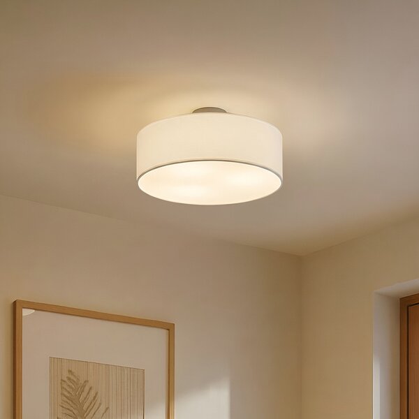 Stropní Lampa Lindby, Sebatin, stmívatelné, Bílá, Ložnice, Tkanina / Textil, Moderní