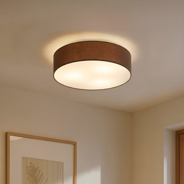 Stropní Lampa Lindby, Sebatin, stmívatelné, Hnědá / Rezavá, Ložnice, Tkanina / Textil, Moderní