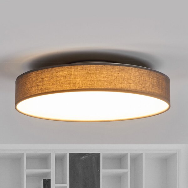 Stropní Lampa Lindby, Saira, Šedá, Obývací pokoj, Tkanina / Textil, Moderní