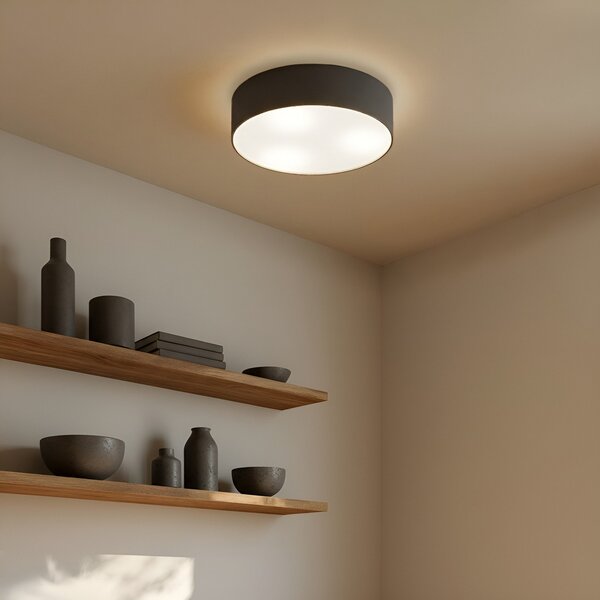 Stropní Lampa Lindby, Sebatin, stmívatelné, Šedá, Ložnice, Tkanina / Textil, Moderní