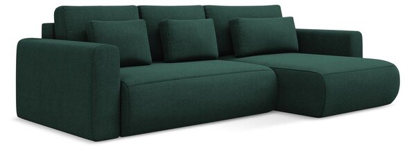 Zelená rozkládací/s úložným prostorem rohová pohovka (pravý roh/s lenoškou) Kapua – Makamii