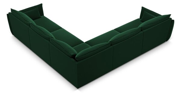 Tmavě zelená sametová rohová pohovka Vanda – Mazzini Sofas