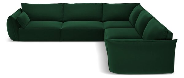 Tmavě zelená sametová rohová pohovka Vanda – Mazzini Sofas