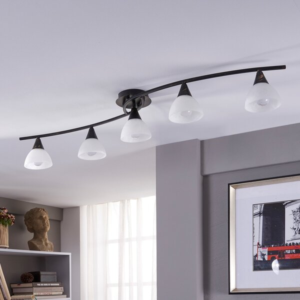 Stropní Lampa Lindby, Della, stmívatelné, Černá, Obývací pokoj, Sklo, Venkovský / rustikální