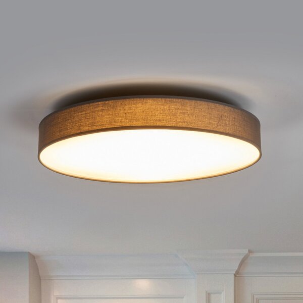 Stropní Lampa Lindby, Saira, Šedá, Obývací pokoj, Tkanina / Textil, Moderní