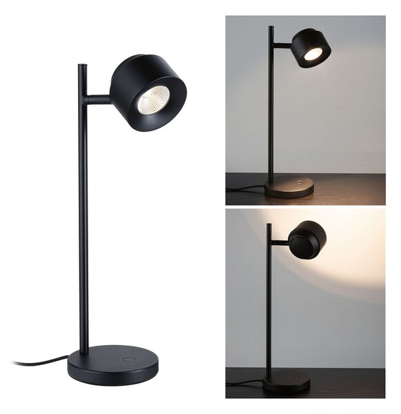 Stolní lampa Paulmann, Puric Pane I, stmívatelné, Černá, Obývací pokoj, Kov, Moderní
