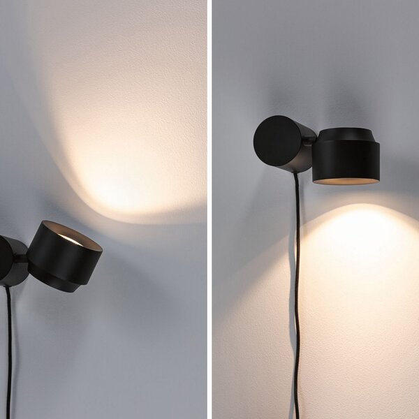 Stolní lampa Paulmann, Puric Pane, stmívatelné, Černá, Obývací pokoj, Kov, Moderní