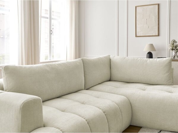 Béžová rozkládací/s úložným prostorem rohová pohovka (pravý roh/do L) Fuji – Bobochic Paris