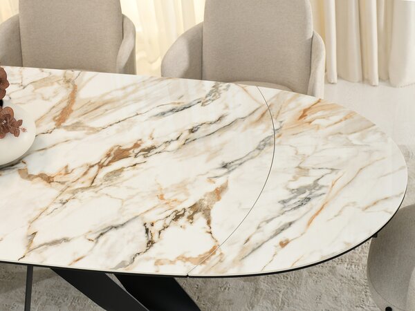 Jídelní stůl Preparan (mramor + černá). Akce -13%