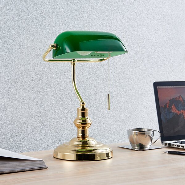 Stolní lampa Lindby, Milenka, Zlatá / mosazná, Obývací pokoj, Kov, Starožitný