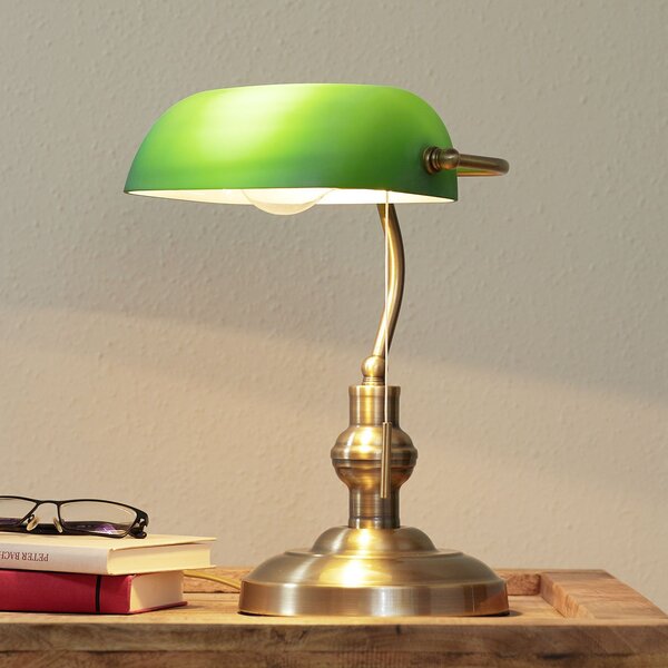Stolní lampa Lindby, Milenka, Bronzová / starobylá mosaz, Obývací pokoj, Kov, Starožitný