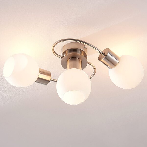 Stropní Lampa Lindby, Ciala, stmívatelné, Metalická, Obývací pokoj, Sklo, Moderní