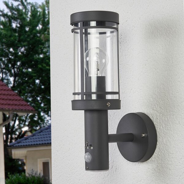 Venkovní svítidla Lindby, Djori, stmívatelné, Šedá, Balkon, Nerezová ocel, Moderní