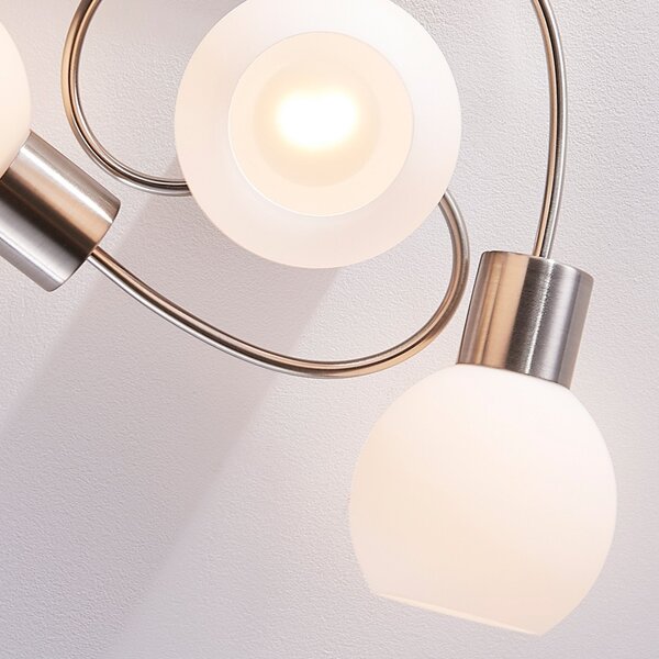 Stropní Lampa Lindby, Ciala, stmívatelné, Metalická, Obývací pokoj, Sklo, Moderní