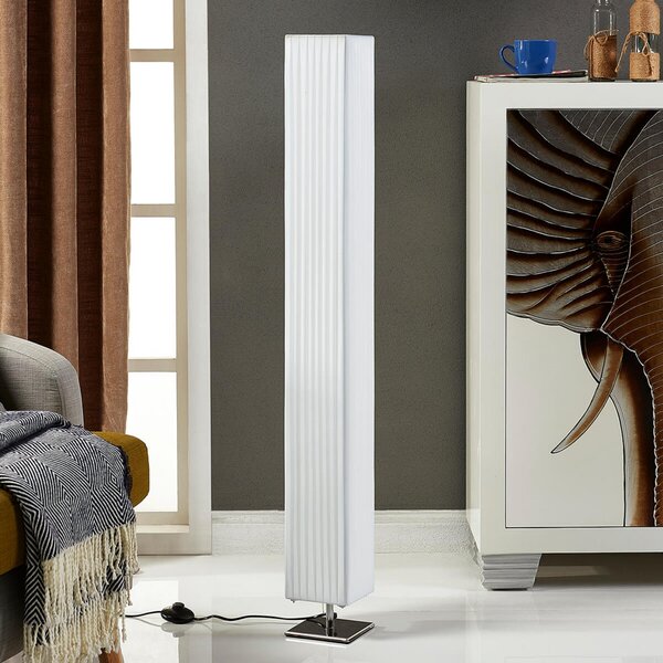 Stojací Lampa Lindby, Janno, Bílá, Obývací pokoj, Tkanina / Textil, Moderní