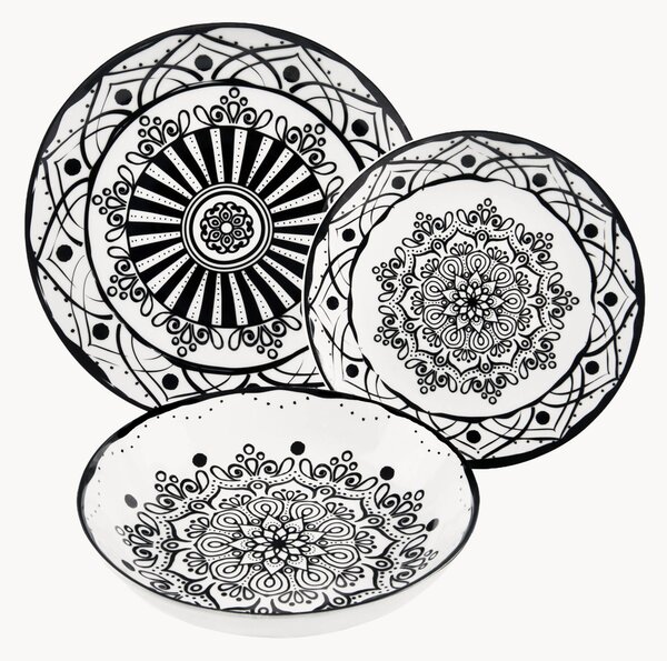 Sada porcelánového nádobí Boheme Noir, pro 6 osob, 18 dílů