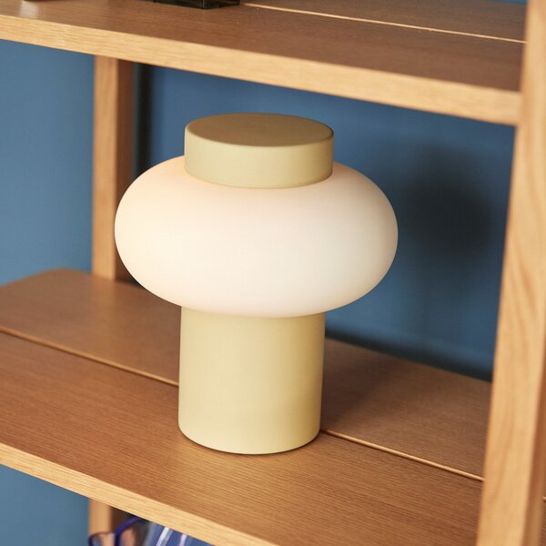 Stolní lampa Hübsch, Camp, Béžová, Obývací pokoj, Sklo, Vintage
