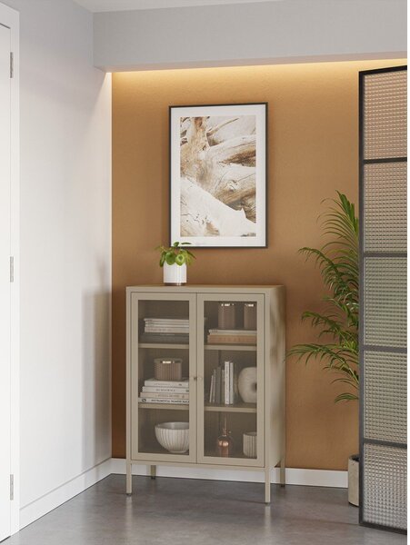 Krémová kovová skříňka 70x100x40 cm Fayna – Marckeric