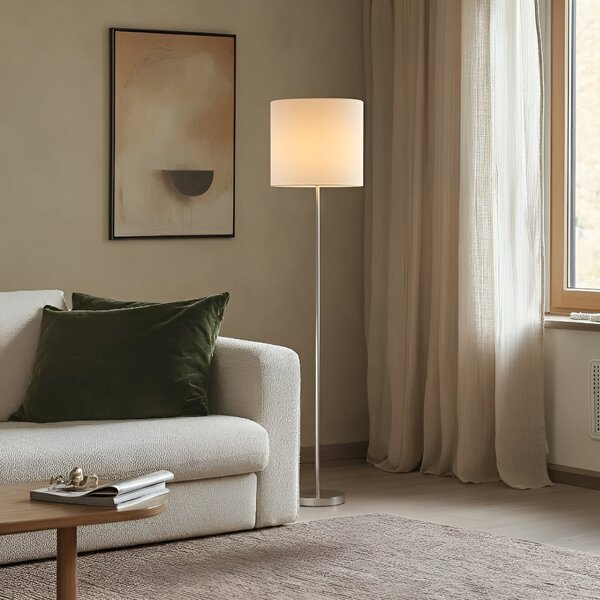 Stojací Lampa Lindby, Parsa, Bílá, Obývací pokoj, Tkanina / Textil, Young lifestyle