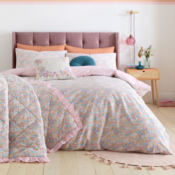 Růžové povlečení na jednolůžko 135x200 cm Darcy Floral – Catherine Lansfield