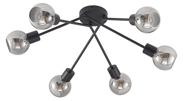 Stropní Lampa Lindby, Lioma, stmívatelné, Černá, Obývací pokoj, Kov, Moderní
