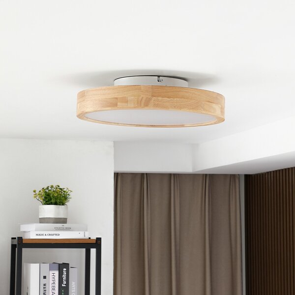 Stropní Lampa Lindby, Milada, stmívatelné, Dřevo, Obývací pokoj, Dřevo, Moderní