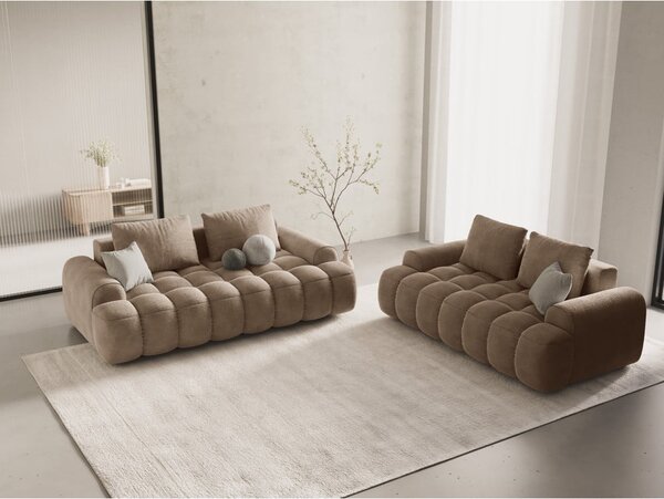 Světle hnědá sametová pohovka 200 cm Linz – Cosmopolitan Design