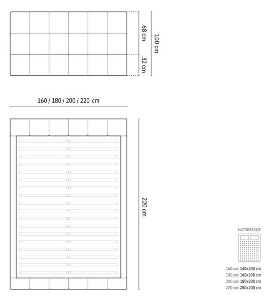 Krémová čalouněná dvoulůžková postel s úložným prostorem s roštem 160x200 cm Bellis – Micadoni Home