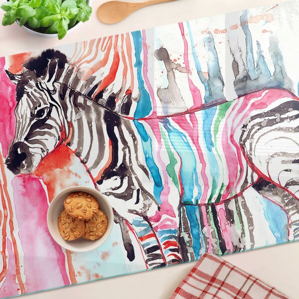 Skleněné krájecí prkénko Zebra v barevných pruzích ddk-nr-wm-00006095