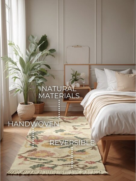Krémový ručně tkaný jutový běhoun 80x200 cm Roya Violette – Elle Decoration