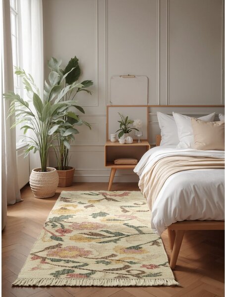 Krémový ručně tkaný jutový běhoun 80x200 cm Roya Violette – Elle Decoration