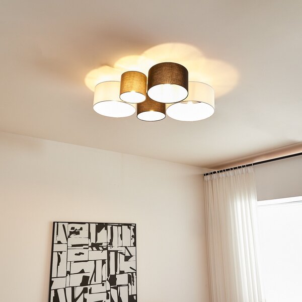 Stropní Lampa Lindby, Lettie, stmívatelné, Vícebarevná, Obývací pokoj, Tkanina / Textil, Skandinávský
