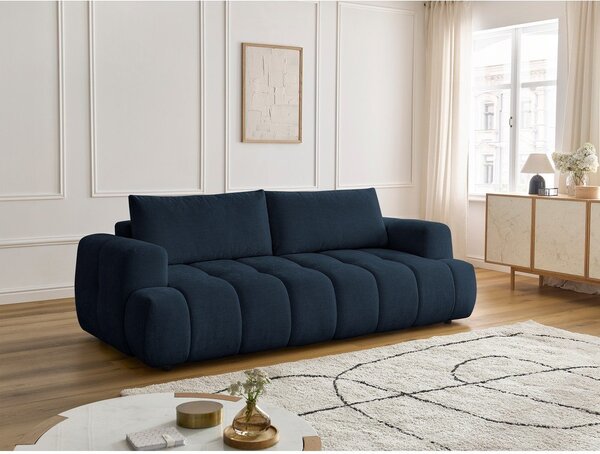 Tmavě modrá rozkládací/s úložným prostorem pohovka 251 cm Fuji – Bobochic Paris