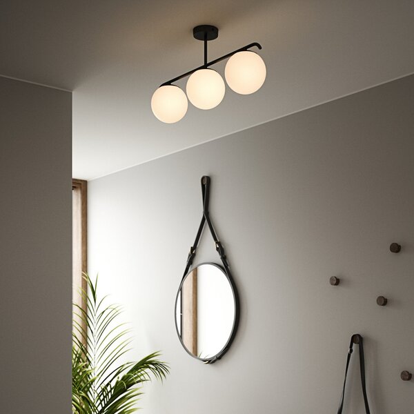 Stropní Lampa Nordlux, Grant, stmívatelné, Černá, Obývací pokoj, Sklo
