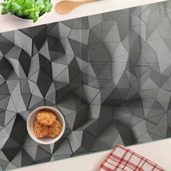 Krájecí prkénko skleněné Abstraktní geometrický vzor v odstínech šedé ddk-nr-wm-00006109