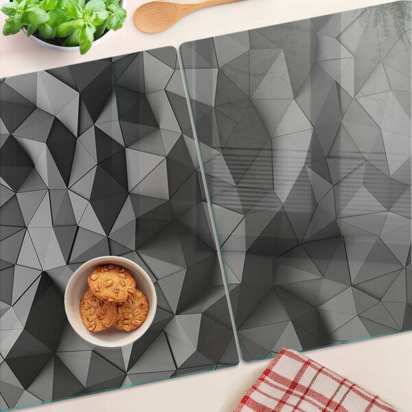 Krájecí prkénko skleněné Abstraktní geometrický vzor v odstínech šedé ddk-nr-wm-00006109