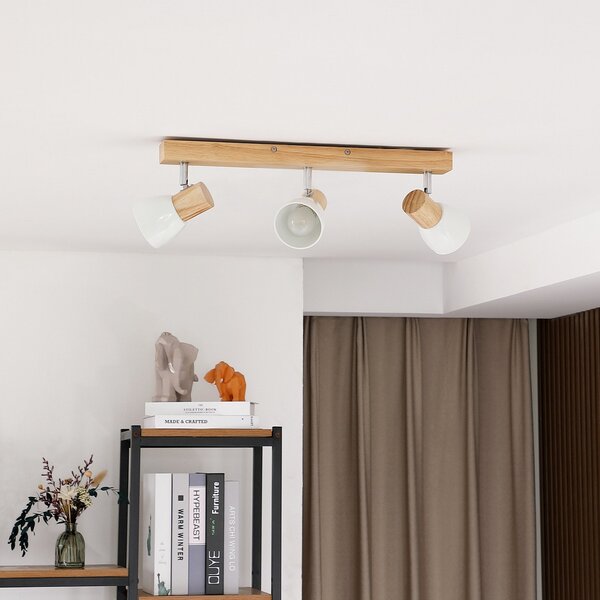 Stropní Lampa Lindby, Thorin, stmívatelné, Dřevo, Obývací pokoj, Dřevo, Skandinávský