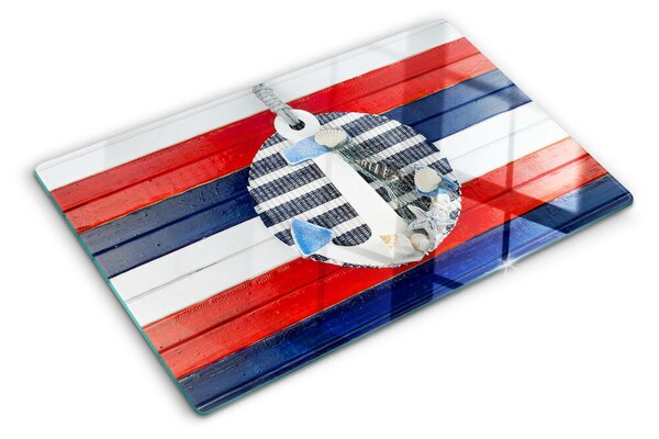 Skleněné krájecí prkénko Kotva na pozadí pruhů ddk-nr-wm-00006112